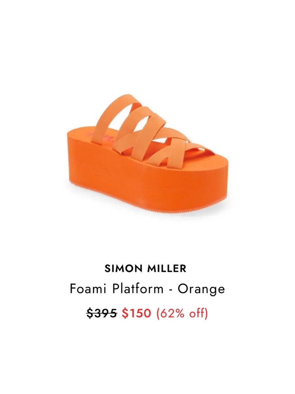 Simon Miller Foami Orange Platform Slide Sandals EU 38 (fits US 8)‎